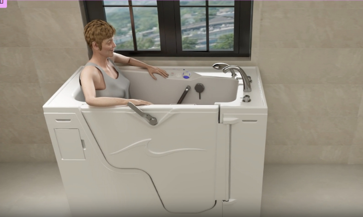 image of cartoon elderly person sitting in an apollo bathtub